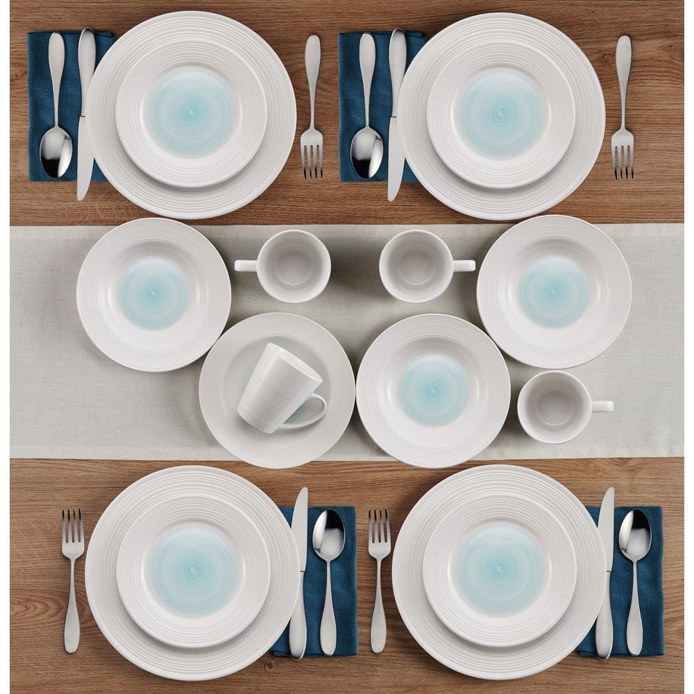 Annie Teal 16 Piece Dinnerware Set, Service for 4