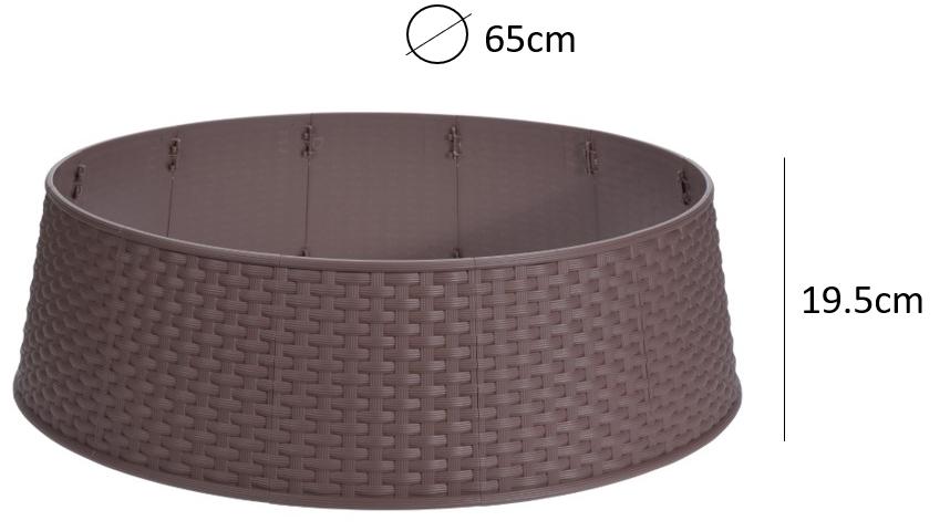 Christmas Tree Skirt - Brown Festive Decoration Wicker Woven  Stand Base