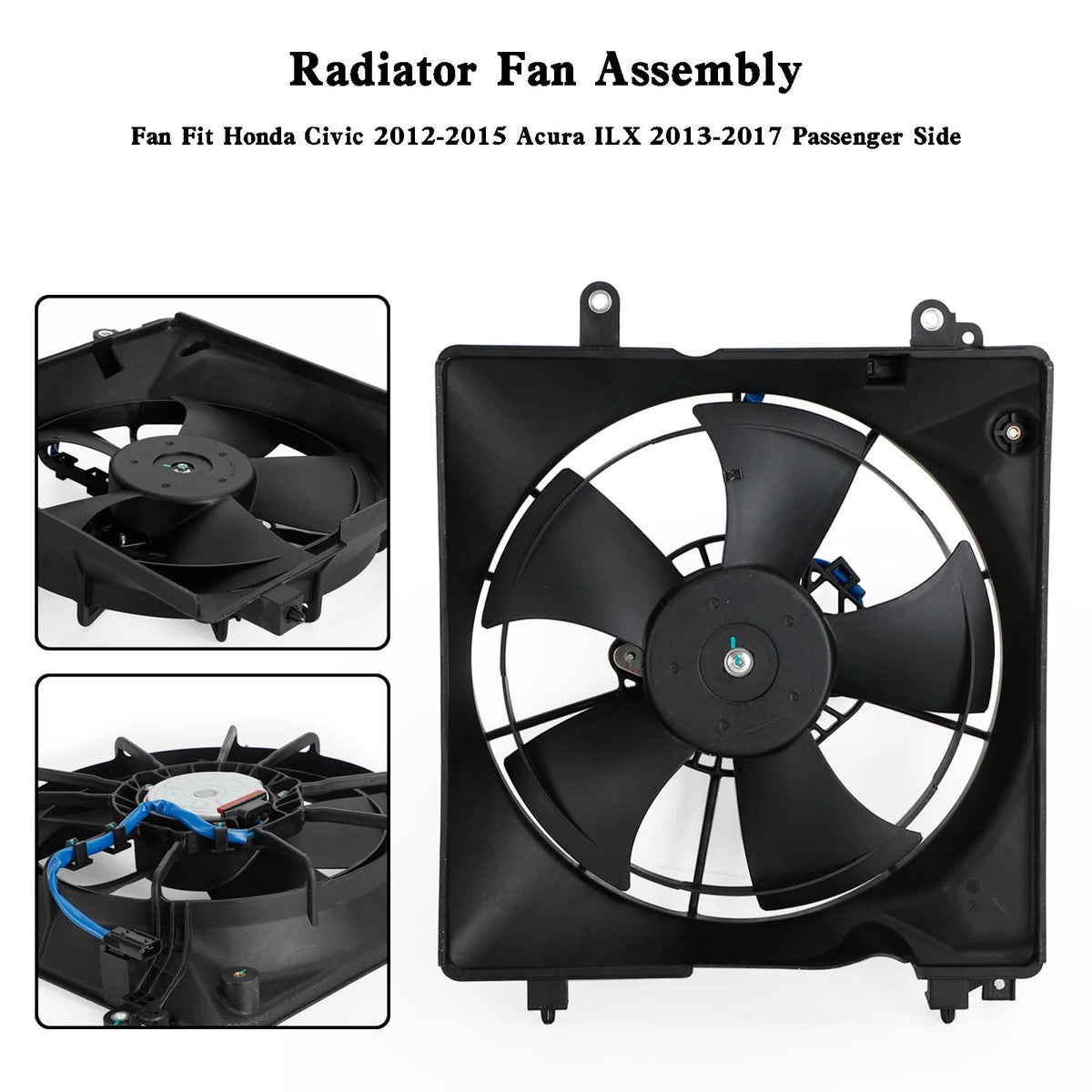 2015 Honda Civic SE Radiator Cooling Fan Driver Side 19030R1AA01PFM TYC601350 HO3115158 19015R1AA01 19020RSAG01 19015-R1A-A01 Generic