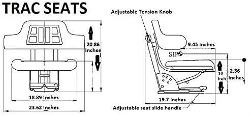blue trac seats brand triback style universal tractor suspension seat with tilt fits ford/new holland 3000 3010 3300 3330 3400 3600 3610 (same day  - delivers in 1-4 business days)