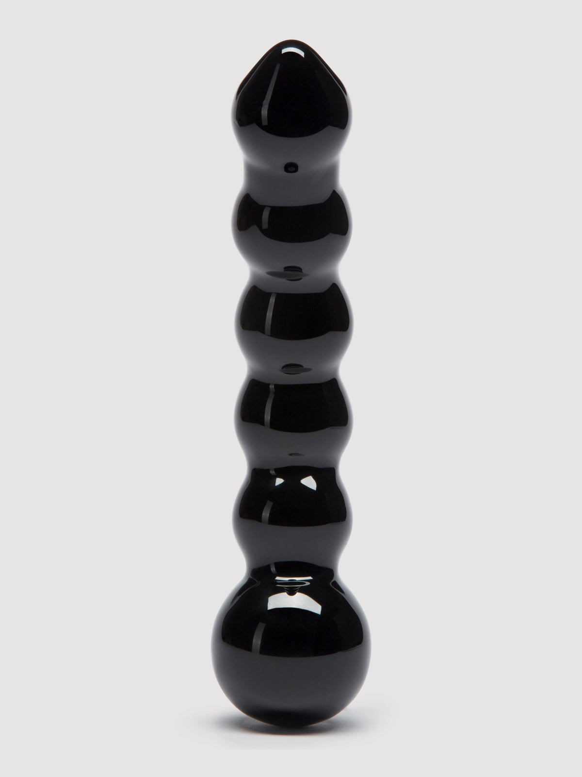 Lovehoney Beaded Sensual Glass Dildo 7 Inch, Black | Black