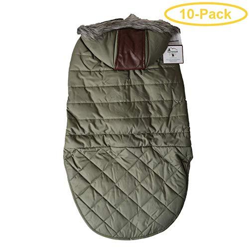 Fashion Pet Outdoor Dog Leather Detail Dog Coat - Olive Green X-Lar- (Fits 24"-29" Neck to Tail) - Pack of 10