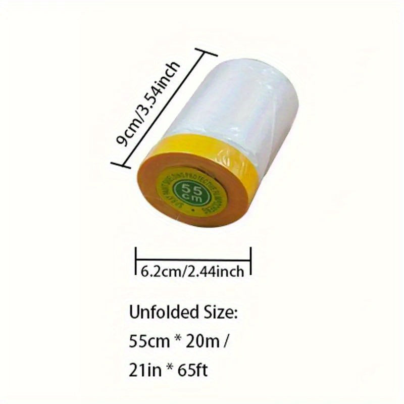 Pre-Taped MasFilm, Clear Plastic Sheeting Plastic Drop Cloths For Painting, Automotive Appliance, Plastic Sheeting Cover For Home Painting