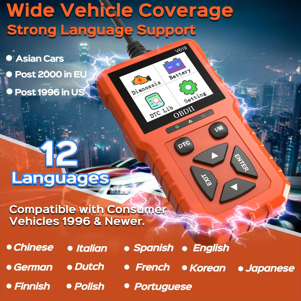 OBD2 Scanner Diagnostic Tool, Enhanced Check Engine Code Reader with Reset OBDII/EOBD Car Diagnostic Scan CAN Tools for All Vehicles After 1996