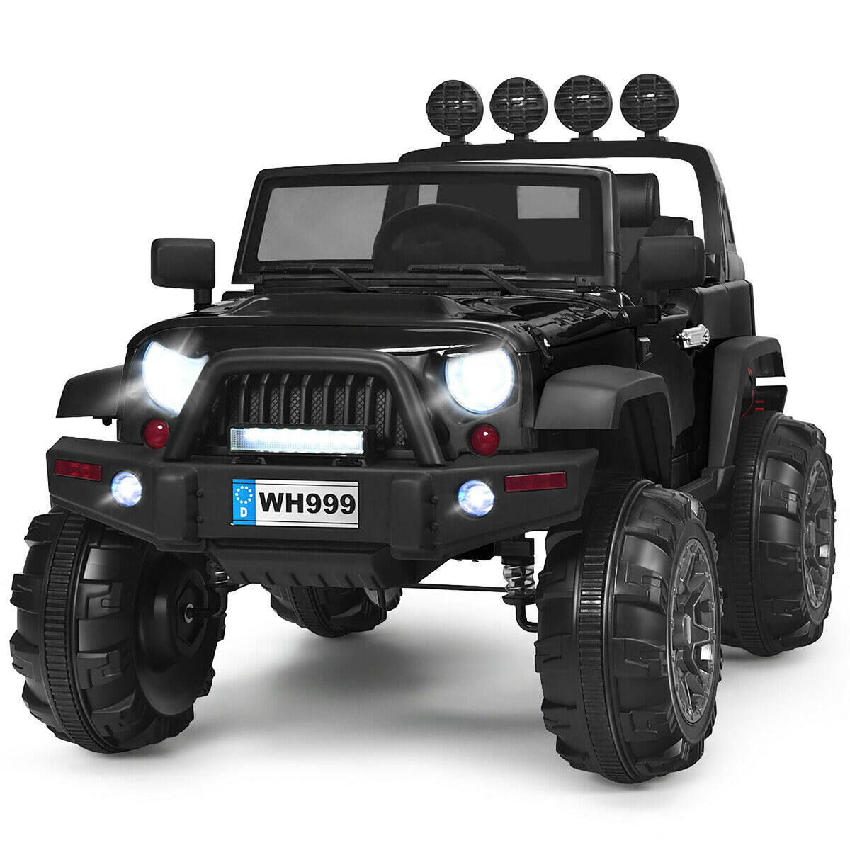 12V Kids Ride On Truck RC Car with LED Lights Music Truck Black