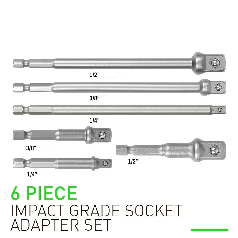 1/4" 3/8" 1/2" Drive 1/4" Hex Shank Conversion Joint Extension Rod Electric Drill Socket Joint Rod 3pcs/6pcs
