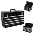 21-Inch Heavy Duty Metal Tool Box,4-Drawer Portable Steel Tool Chest with EVA Liners,Ball Bearing Slides,Lock & Lid, Powder Coated,200LBS,Garage/Workshop/Home/Auto Mechanics Stora(4, Black)