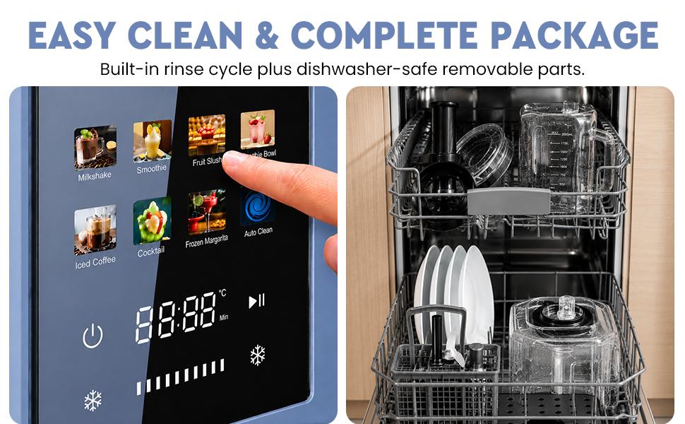 Slushie Machine, 88oz Slushie Maker with Adjustable Temperature, LED Display, Auto-Clean, 7-in-1 Frozen Drink Maker for Ice Cream, Frappés, Milkshakes, and Frozen Margaritas-blue
