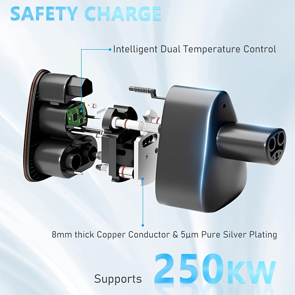 CCS1 Charger Adapter For Tesla,150-250KW DC Fast Charging For Tesla Model 3/Y/S/X With Waterproof Case -Support All CCS Charging Station