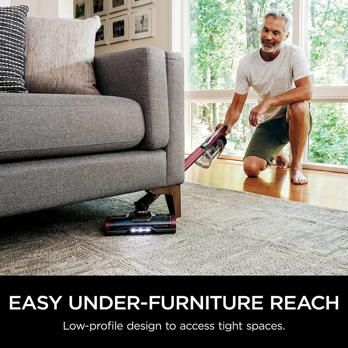 Shark IZ362H Anti-Allergen Cordless Lightweight Stick Vacuum with Self-Cleaning Brushroll, PowerFins, Removable Handheld, Crevice, Upholstery, Anti-Allergen, Pet Multi-Tool, Flex, 40 min runtime, Red