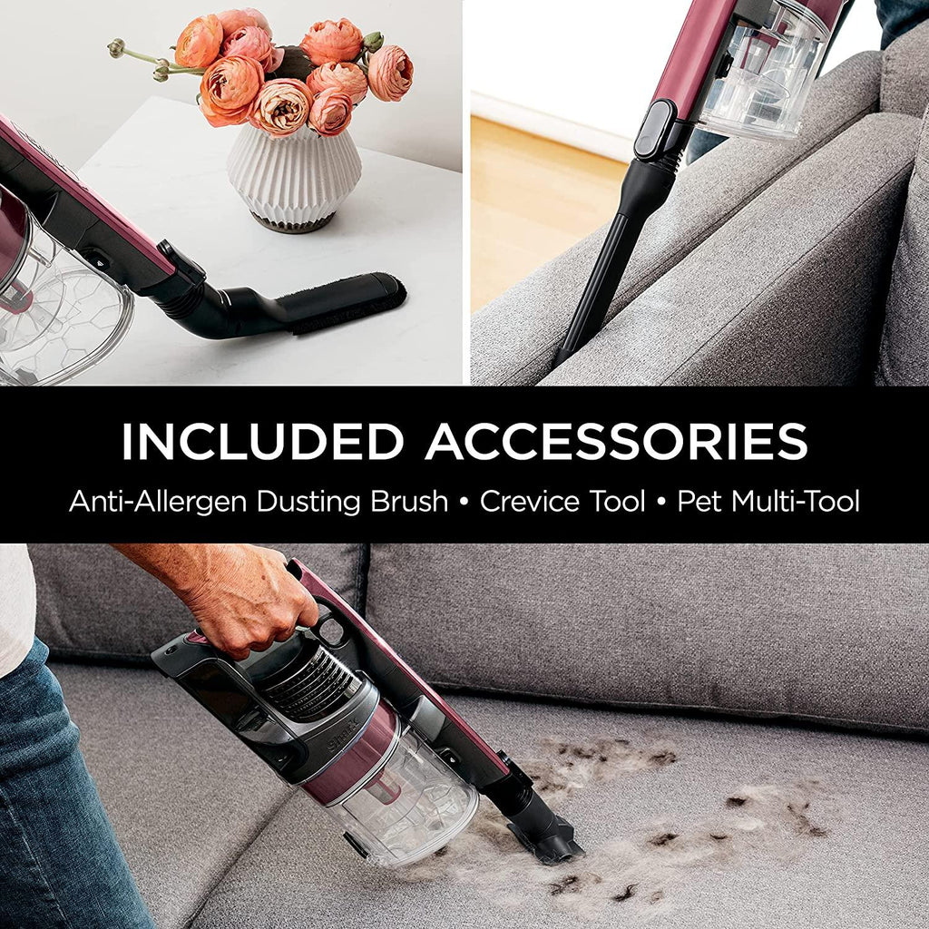 Shark IZ362H Anti-Allergen Cordless Lightweight Stick Vacuum with Self-Cleaning Brushroll, PowerFins, Removable Handheld, Crevice, Upholstery, Anti-Allergen, Pet Multi-Tool, Flex, 40 min runtime, Red