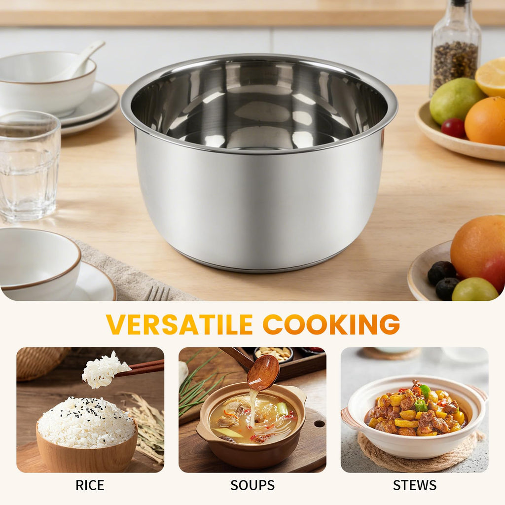 Replacement Rice Cooker 6-Cup Inner Pot Only Compatible with  CR-0675FW – 304  Steel Inner Bowl with Multi-Ply Base, Durable Pots for Multi-Cookers, Easy to Clean and Dishwasher Safe