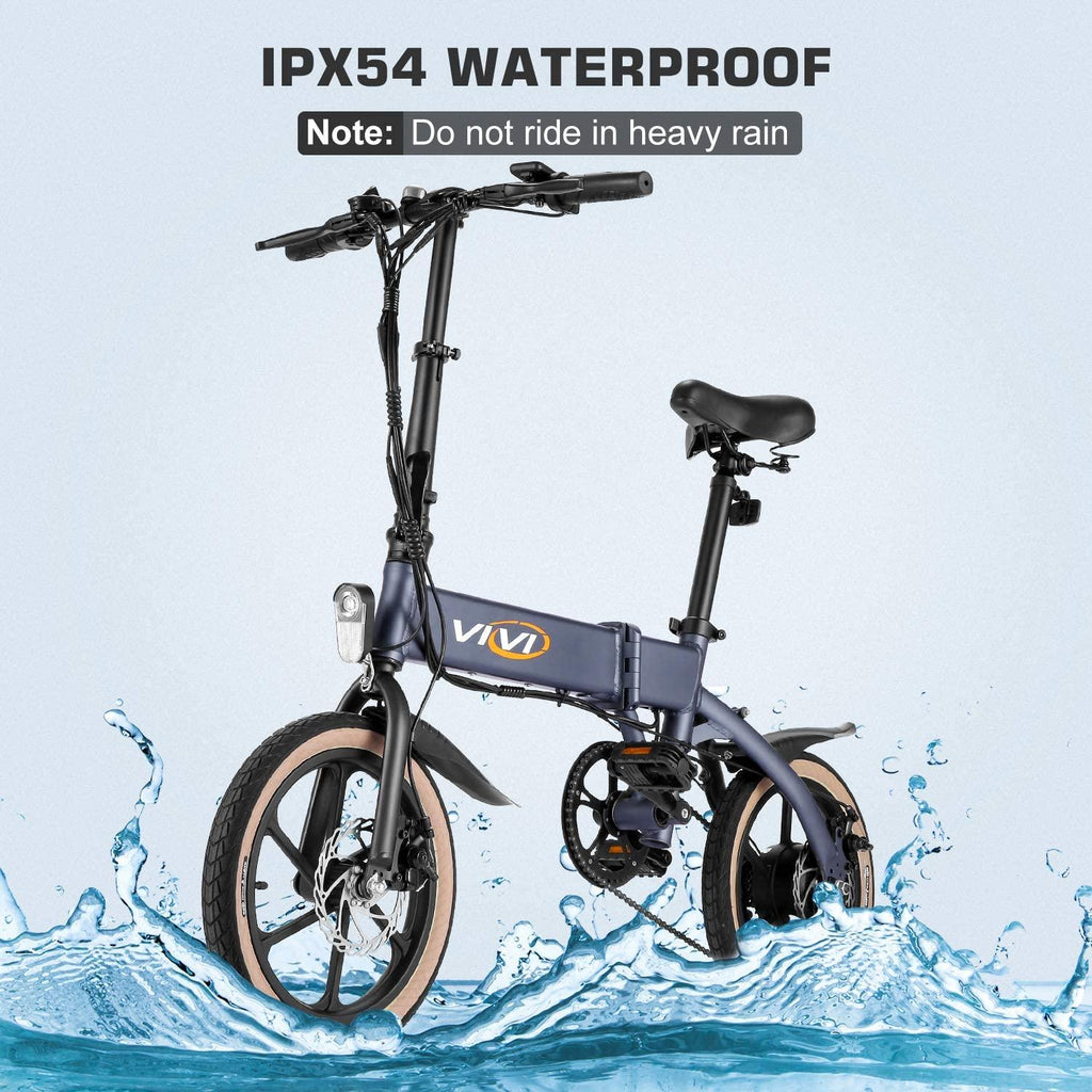Vivi 16" Folding Electric Bike for Adults, 350W Motor Ebike, with 36V 10.4Ah Lithium-Ion Battery,  6-Speed Gears, Adults Electric Bicycle for Daily Cruises, Commutes