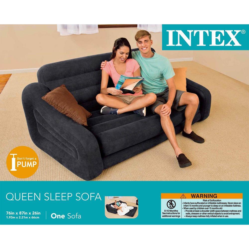 Queen Size Inflatable Pull-Out Futon Sofa Couch Bed, Dark Gray (5-Pack)