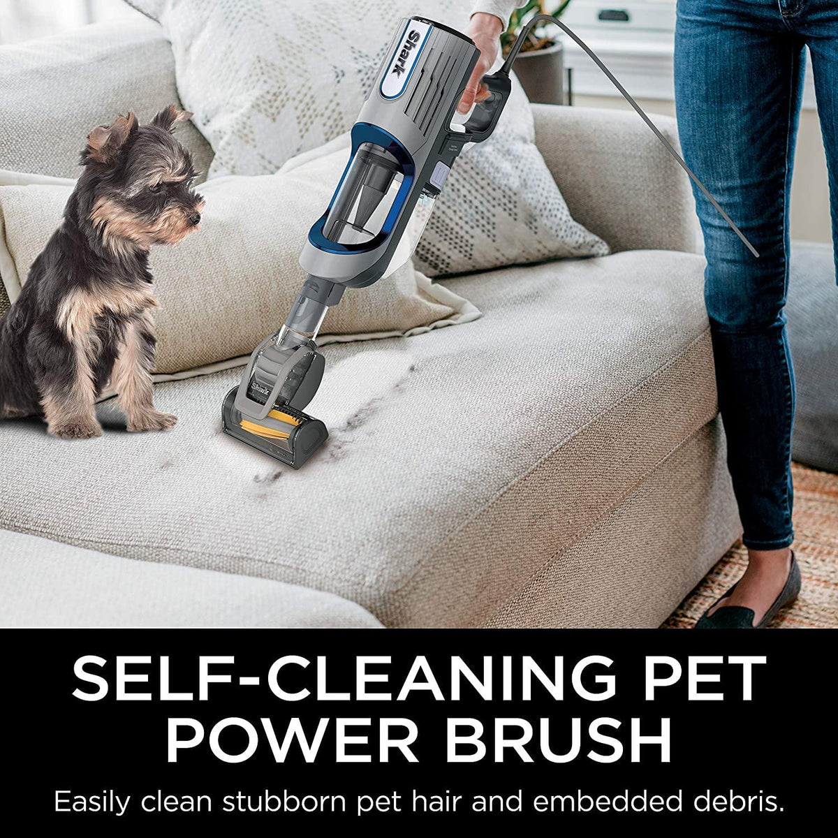 Shark HZ2002 Vertex Ultralight Corded Stick DuoClean PowerFins &amp; Self-Cleaning Brushroll, Perfect for Pets, Removable Hand Vacuum, Upholstery Tool, Dusting &amp; Pet Power Brushes, Cobalt Blue