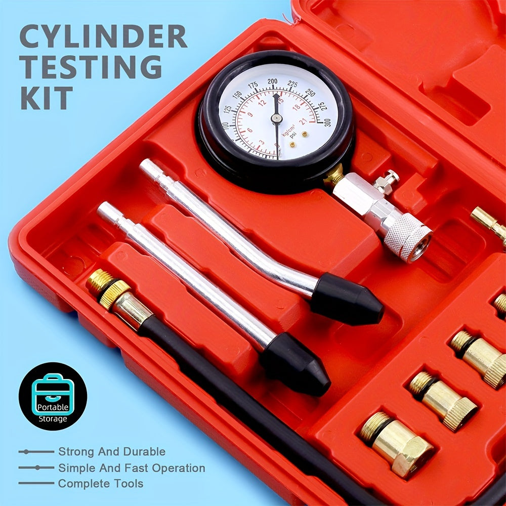 Boost Your Vehicle's Performance with This 9PCS Engine Cylinder Pressure Gau- 0-300PSI Compression Tester for Cars, Trucks, and Motorcycles!