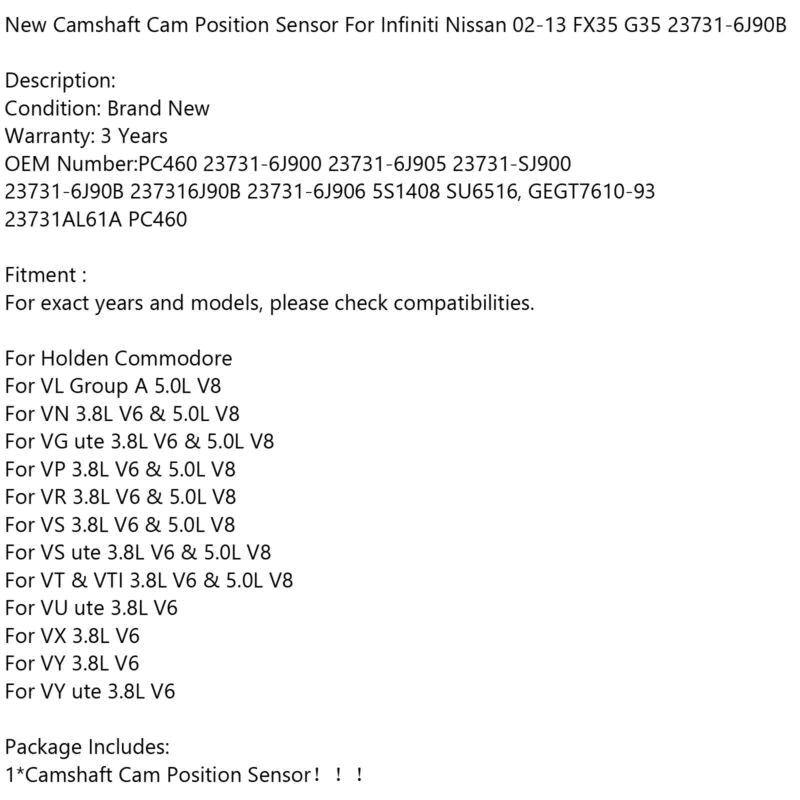 Camshaft Cam Position Sensor For Infiniti Nissan 02-13 Fx35 G35 23731-6J90B Generic