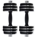 Dumbbells Set of 2, Non-Slip Adjustable Dumbbells Set with 6 Dumbbell Plates, Fitness Dumbbells Set for Adults Men Women, Home Fitness Equipment Gym Workout Strength Training, Black, W16333