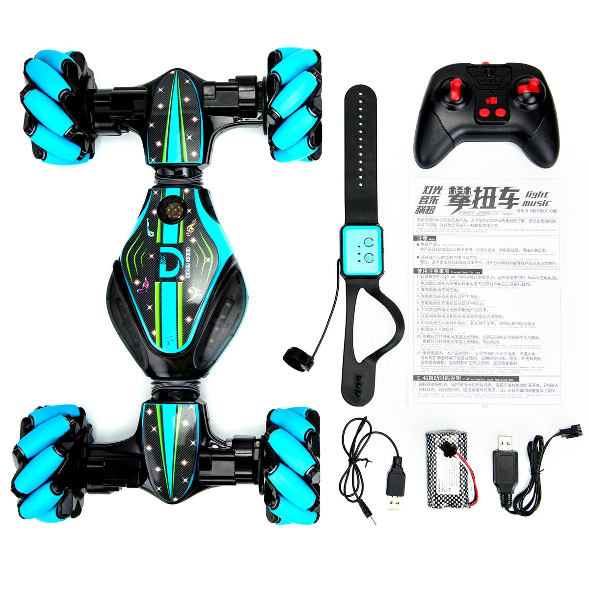 2 Pack Remote Control Stunt Toy Car, 2.4G Gesture Sensing Remote Control Stunt Car with 4WD, Off-Road & Sports Status, 45 Minutes Standby Suitable for Any Terrain, Children Gift