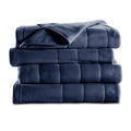 Sunbeam Heated Blanket | 10 Heat Settings, Quilted Fleece, Newport Blue, Queen - BSF9GQS-R595-13A00