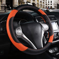 Leather Car Steering Wheel Cover, Non-Slip Car Wheel Cover Protector Breathable Microfiber Leather Universal Fit for Most Cars (Orange-2)