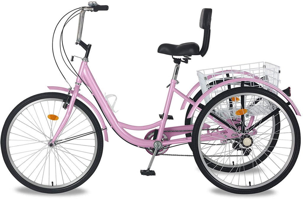 Adult Tricycles, 7 Speed Adult Trikes 20/24/26 inch 3 Wheel Bikes for Adults with LarBasket for Recreation, Shopping, Picnics Exercise Men's Women's Cruiser Bike