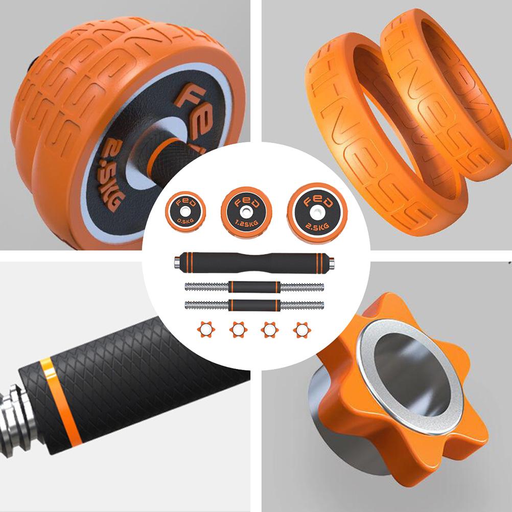 1 Set Fitness Dumbbells Household Detachable Electroplated Dumbbell Kit Barbell Household Dumbbell Barbell Fitness Dumbbell for Men and Women (30KG Box PacOranRubber Ring)