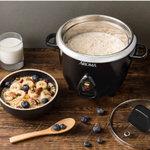 Housewares Select  Rice Cooker & Warmer with Uncoated Inner Pot, 3-Cup(uncooked)/6-Cup(cooked)/ 1.2Qt, ARC-753SGB, Black