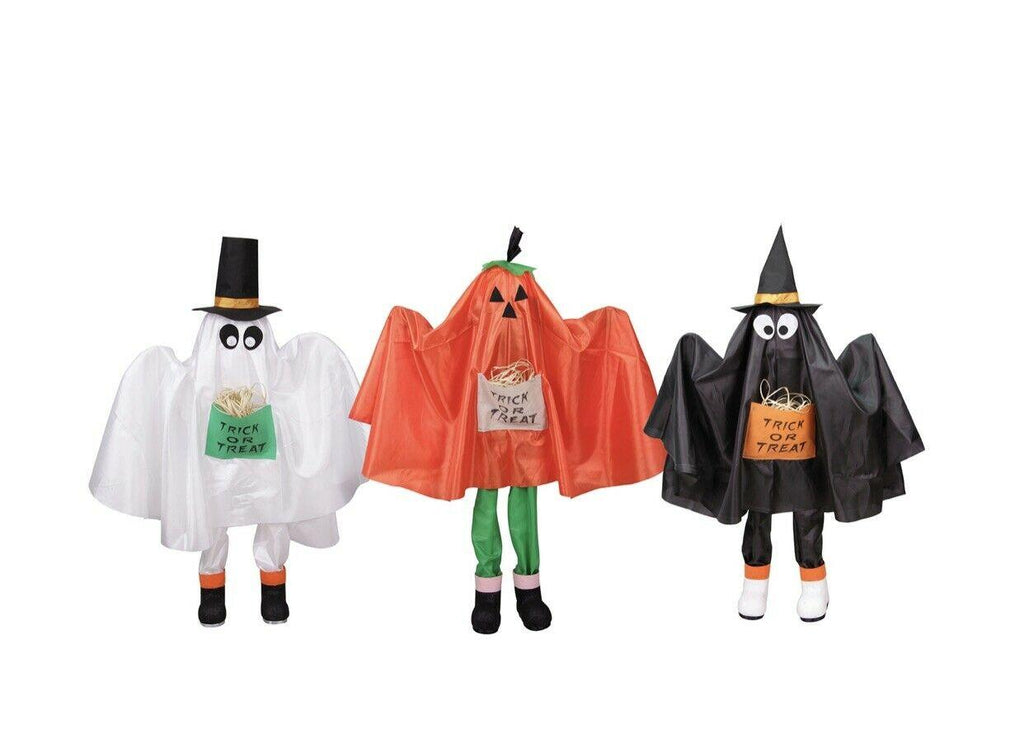 Set of 3 Halloween Standing Kid Figures 36 each: Ghost, Pumpkin and Bat (cc)