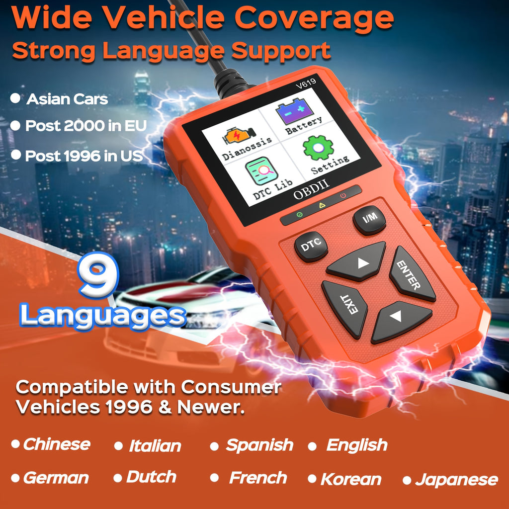 OBD2 Scanner Diagnostic Tool, Enhanced Check Engine Code Reader with Reset OBDII/EOBD Car Diagnostic Scan CAN Tools for All Vehicles After 1996