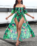 Off Shoulder Print Maxi Women Dress