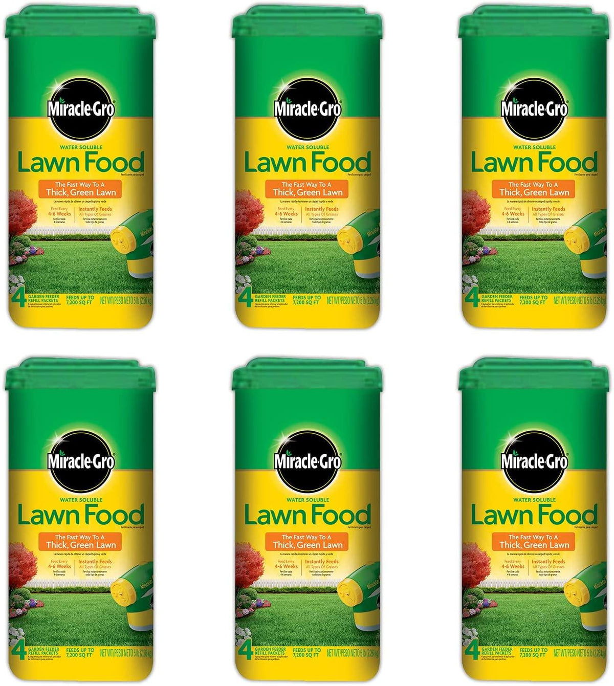 miracle-gro 1001833 lawn food water soluble lawn fertilizer (6 pack), 5 lb