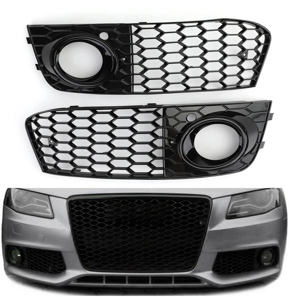 Pair Honeycomb Mesh Fog Light Open Vent Grill Intake For Audi A4 B8 2009-2012 Generic