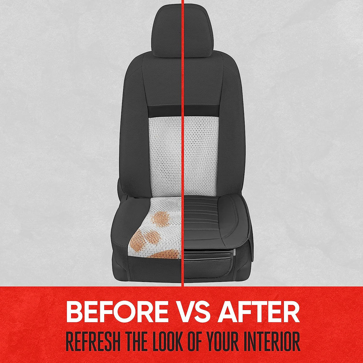 Motor Trend Black Faux Leather Car Seat Cover for Front Seats, 1-Piece Padded Car Seat Protector with Storage Pockets, Premium Interior Cover for Cars Truck SUV Auto