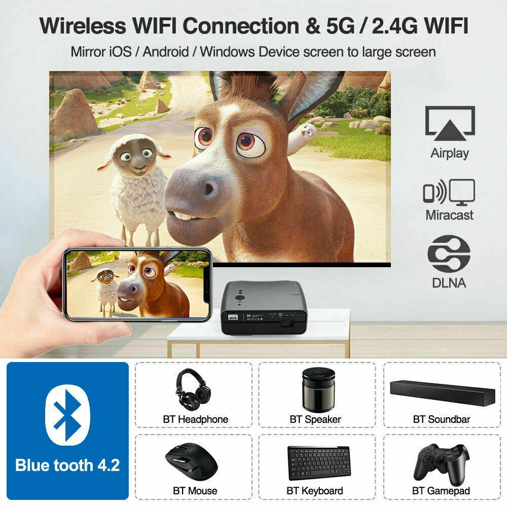 eug 5g wifi projector native 1080p projector 4k home theater hdmi bt airplay tv