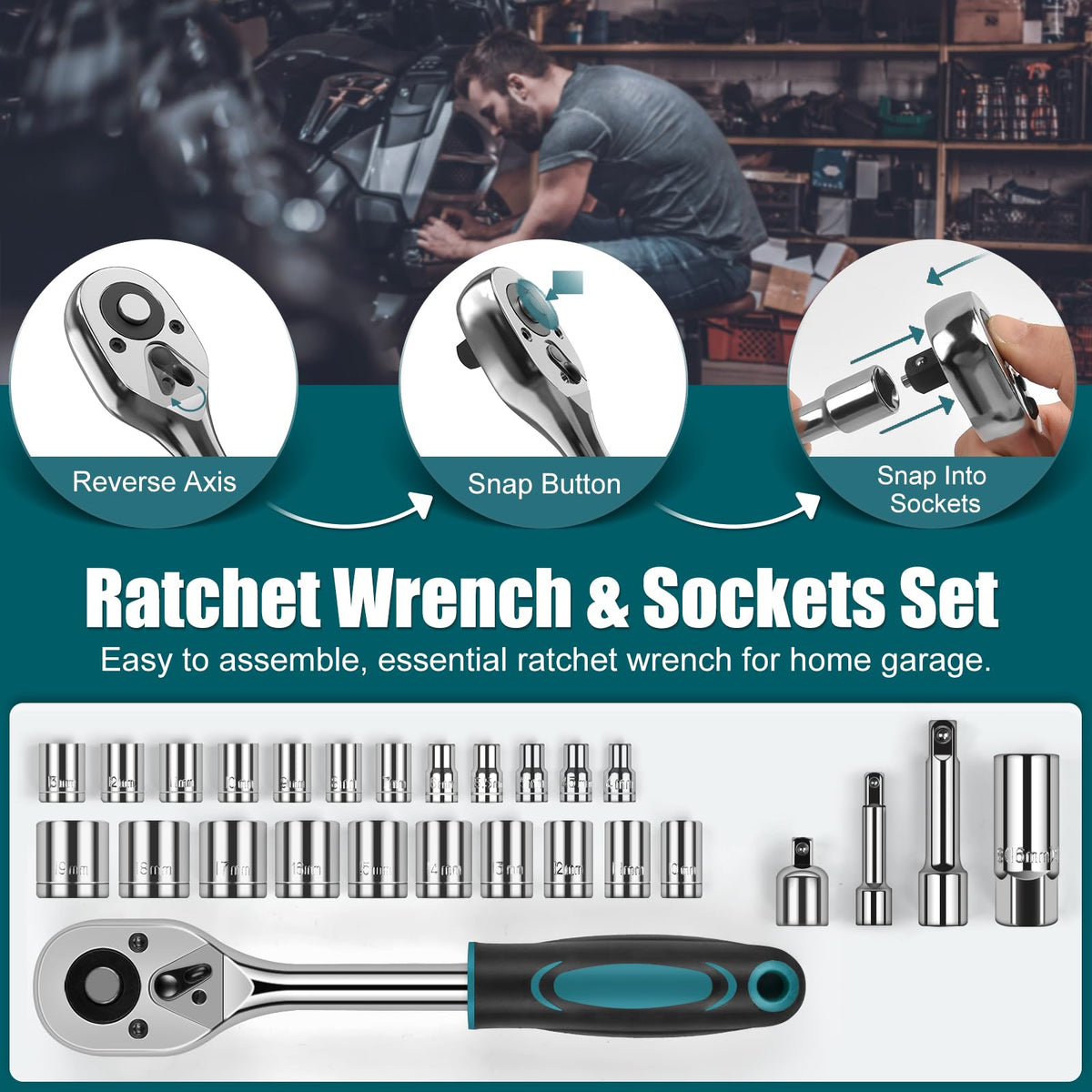 Home Tool Kit 257-PCs - Household Basic Repair Tool Set for Men Women - General Hand Mechanic's Tool Set & Screwdriver Set & Wrench Set & Socket & Portable Tool Box StoraCase Blue