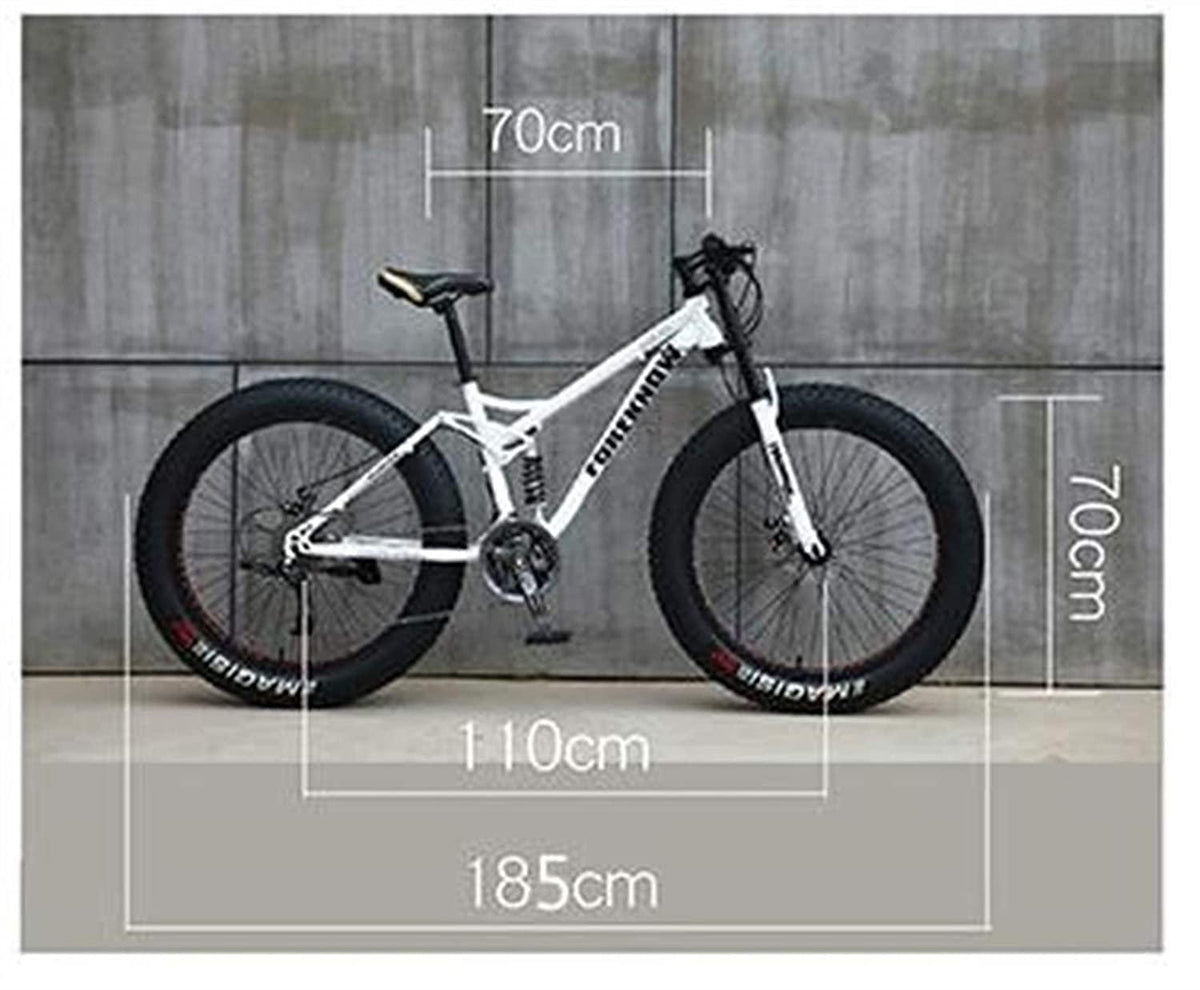 CHICAI Mountain Bike Beach Snow Fat Bike 26-inch Mountain Cross-Country Steel Ultra-Wide Tire Sports Bike Adult 21-30speed Low-Speed Racing Student Bike High-Carbon (Size : 24-Speed)