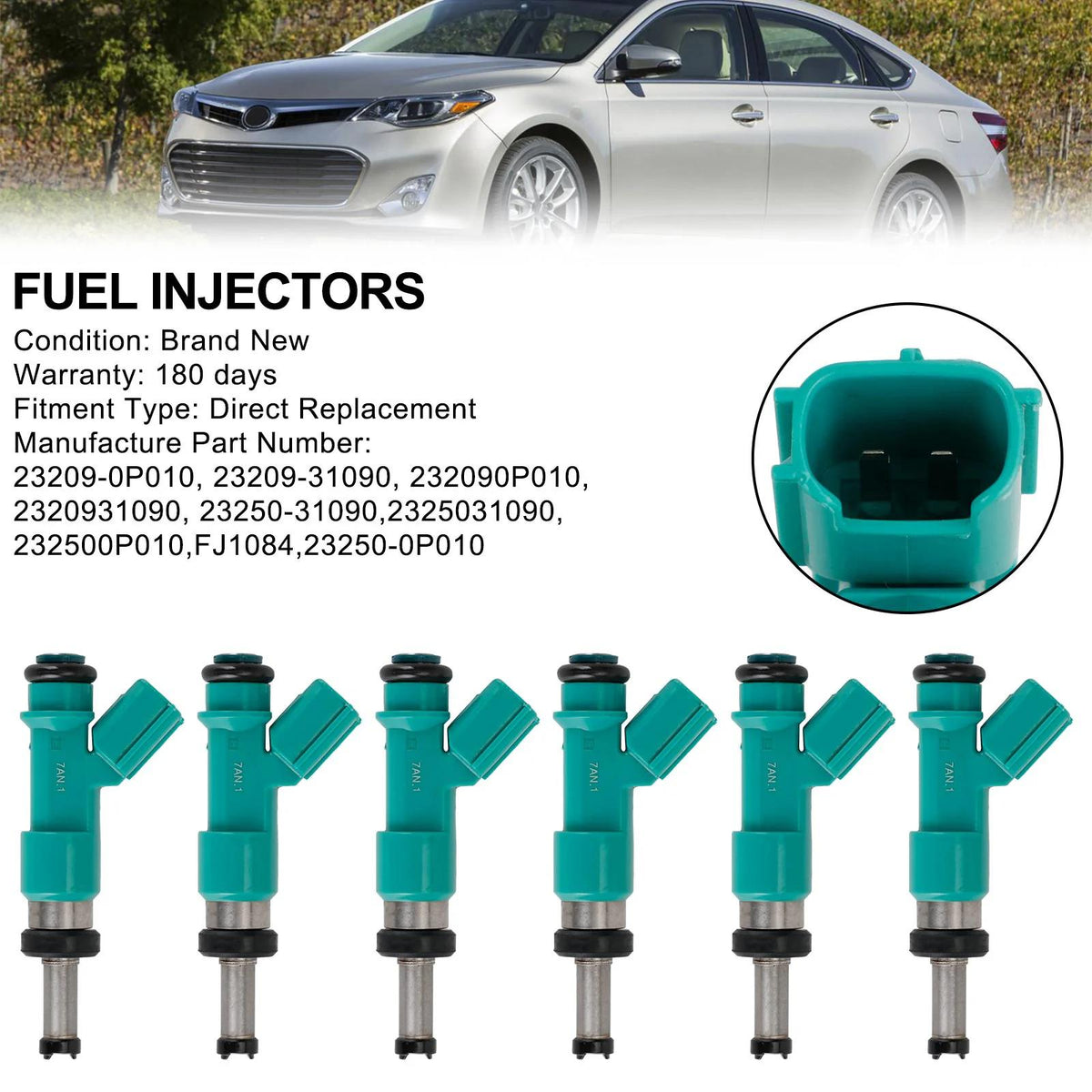 2011-2015 Lexus RX350 3.5L V6 Fuel Injectors 232090P010 2320931090 232500P010 FJ1084 Generic