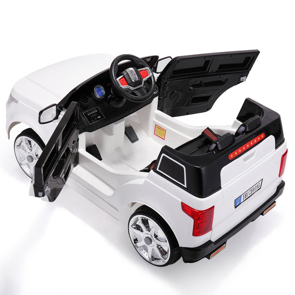 Veryke Electric Cars for Kids, Mini Car Toy for Kids, White Electric Cars for Kids to Ride, Battry-Powered Ride On Mini Car Gifts for Children Child Boys, 12V Kids Ride-On Truck Car w/ Remote Control