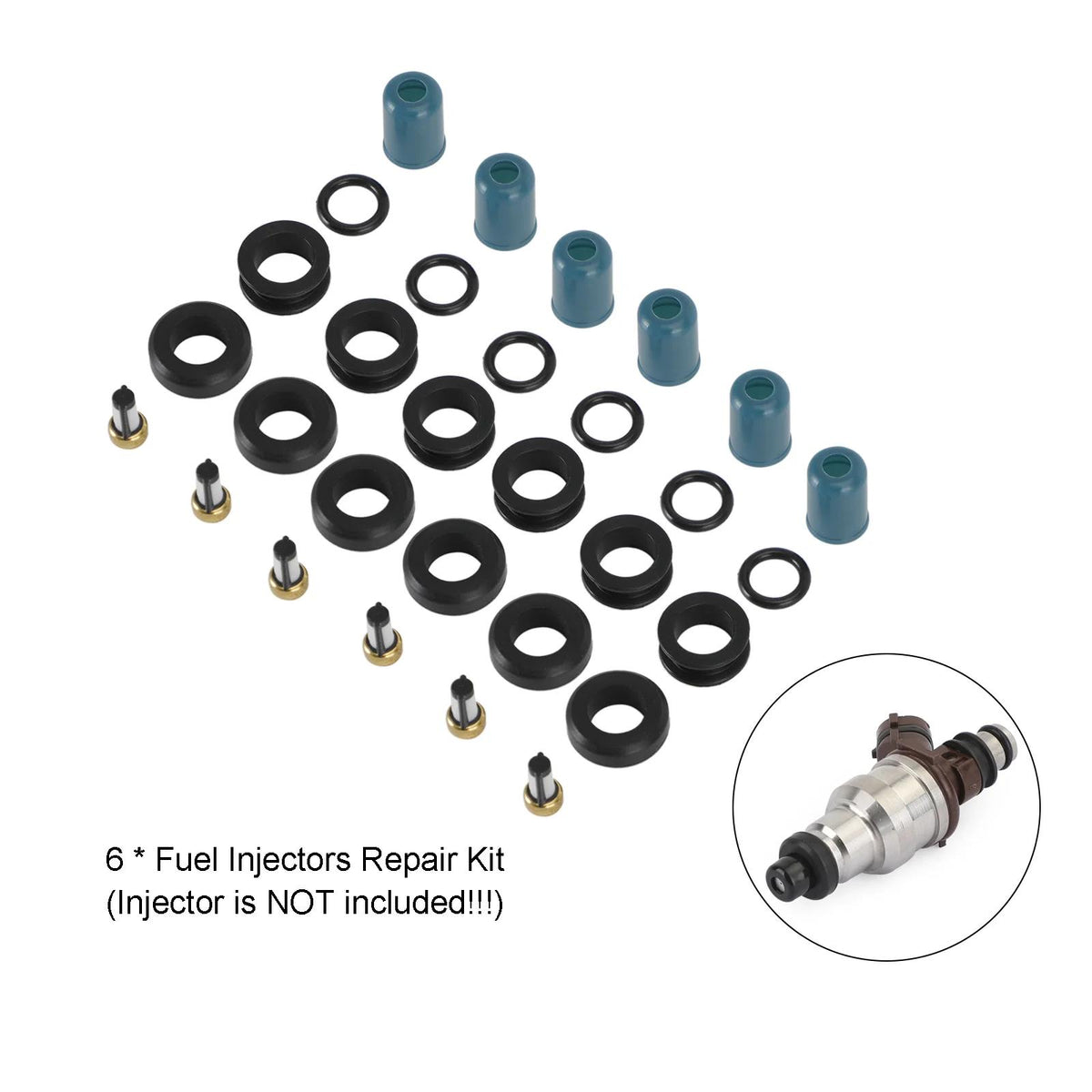 Toyota Truck 4 Runner 1988-1995 3.0L 3VZE 6PCS Fuel Injectors Repair Seal Rebuild Kit 23209-65020 23250-65020 195500-5400 Generic