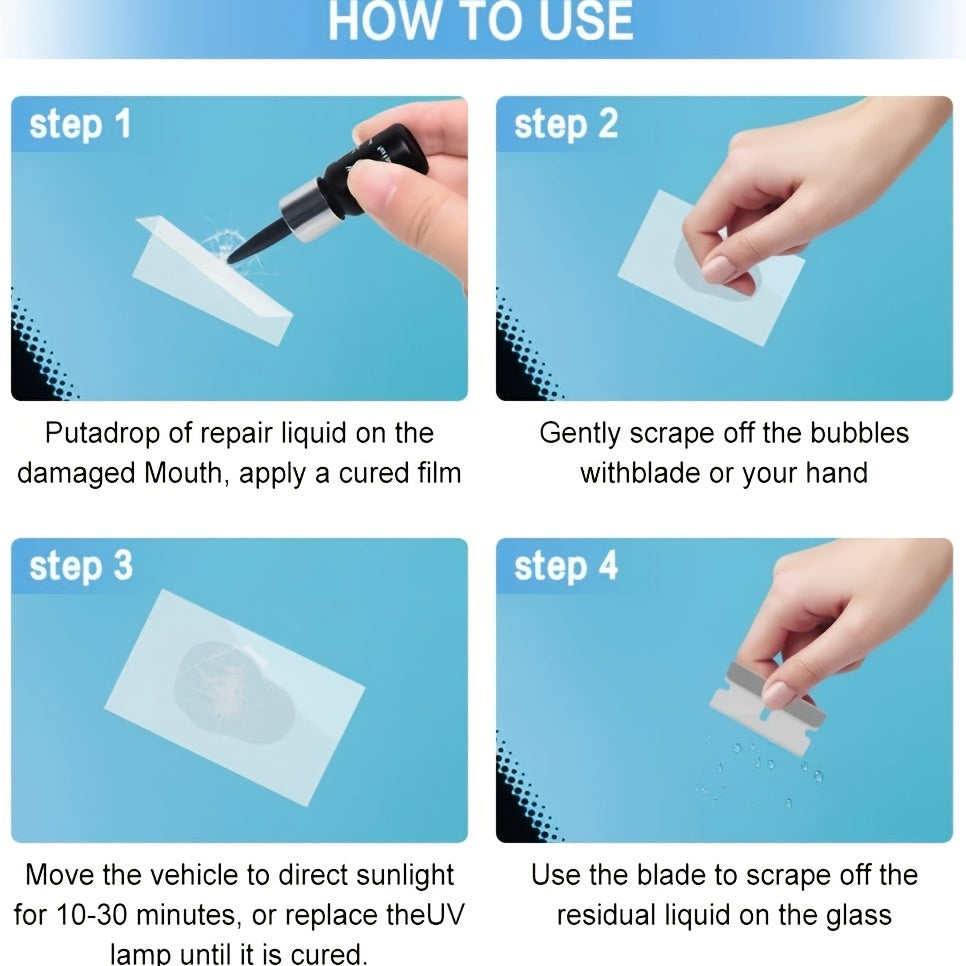 2pack Car Windshield Repair Kit: ly Fix Cracks & Scratches On Any Glass!