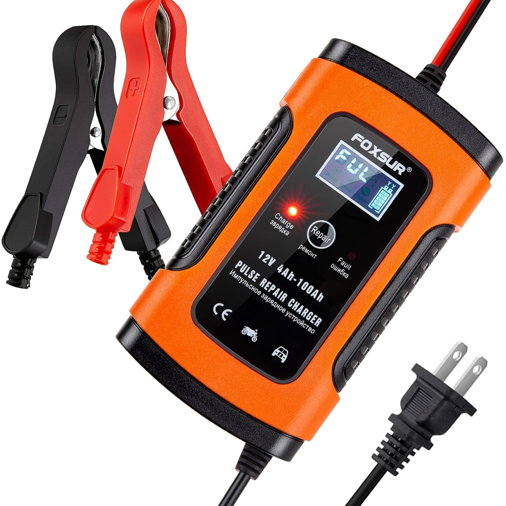 6 Amp 12V Battery Charger Maintainer: Keep Your Car, Boat, Motorcycle, Lawn Mower & More Batteries Fully Charged!