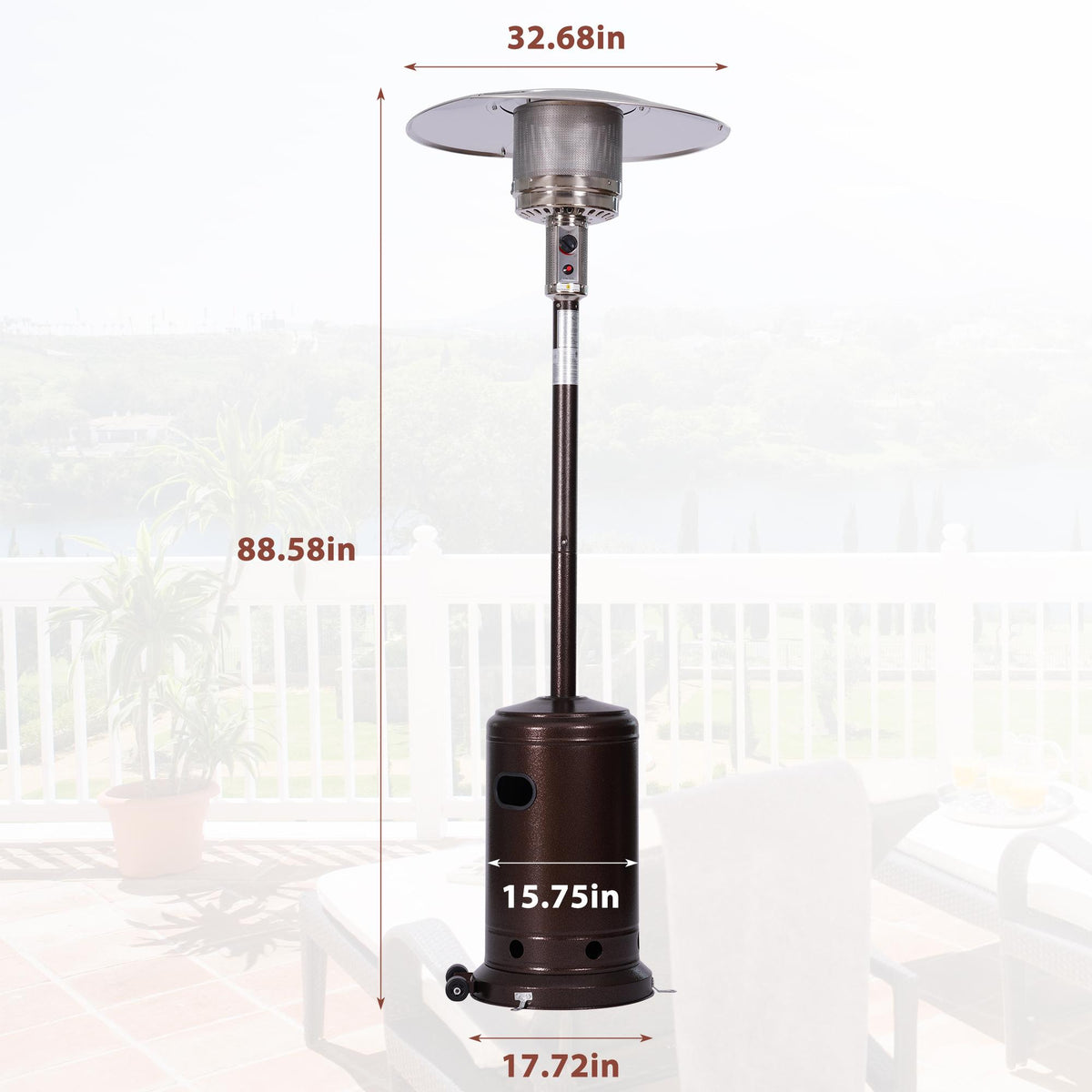 TFixol Outdoor Gas Heater,Portable Heater,88 Inches Tall Premium Standing Patio Heater,With Auto Shut Off And Simple Ignition System,Wheels And Base Reservoir