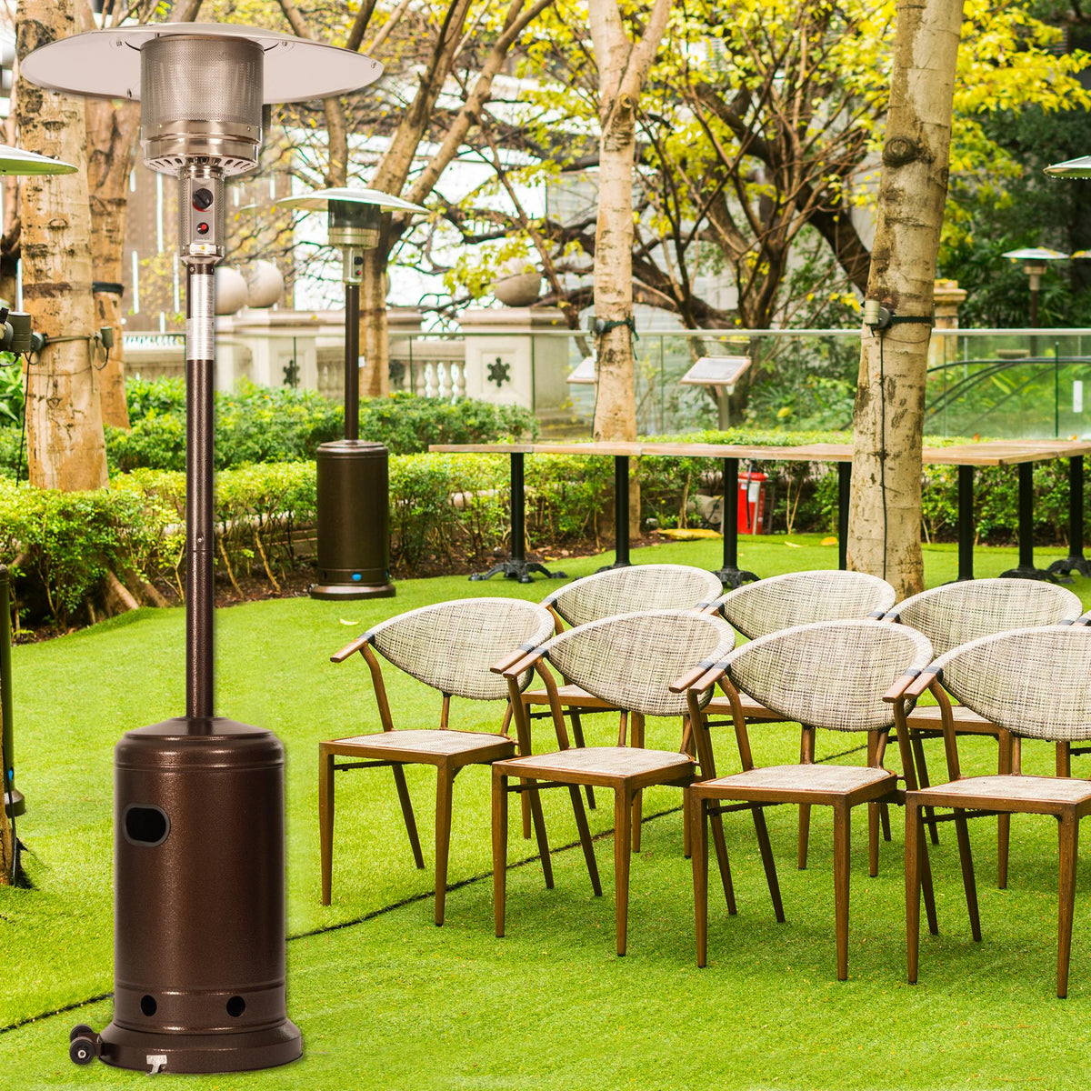 CoSoTower Outdoor Gas Heater,Portable Power Heater,88 Inches Tall Premium Standing Patio Heater,With Auto Shut Off And Simple Ignition System,Wheels And Base Reservoir