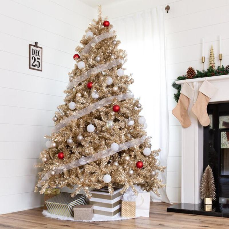 6 ft 7.5 ft Gold Fir Artificial Christmas Tree Xmas Holiday Party Home Decor