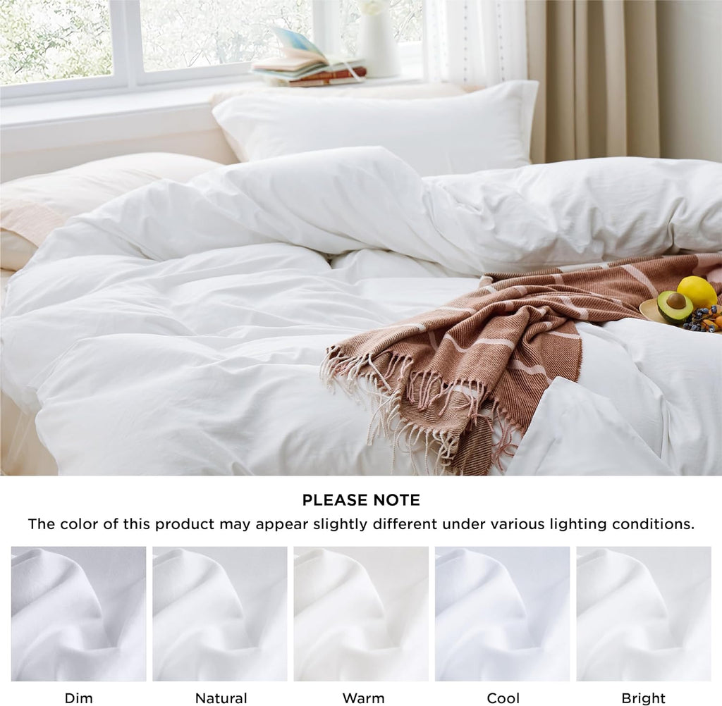 Bedsure White Duvet Cover Queen Size - Soft Prewashed Queen Duvet Cover Set, 3 Pieces, 1 Duvet Cover 90x90 Inches with Zipper Closure and 2 Pillow Shams, Comforter Not Included