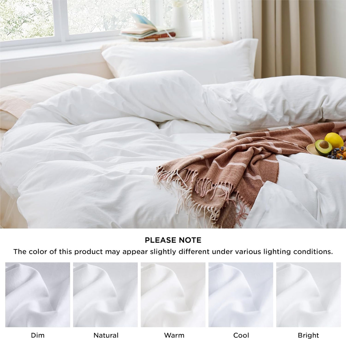 Bedsure White Duvet Cover Queen Size - Soft Prewashed Queen Duvet Cover Set, 3 Pieces, 1 Duvet Cover 90x90 Inches with Zipper Closure and 2 Pillow Shams, Comforter Not Included