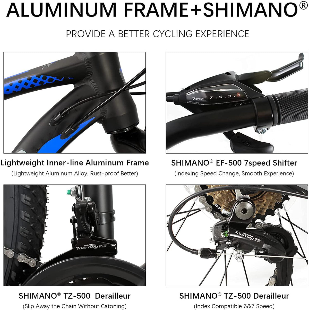Mountain Bike Aluminum Alloy,27.5x17.5 inch Frame, 21 Speed Derailleurs,Suspension Front Fork and Dual-Disc Brake,Bicycle Bags with Seat Cover and Pump for Adult/Youth/Man and Women
