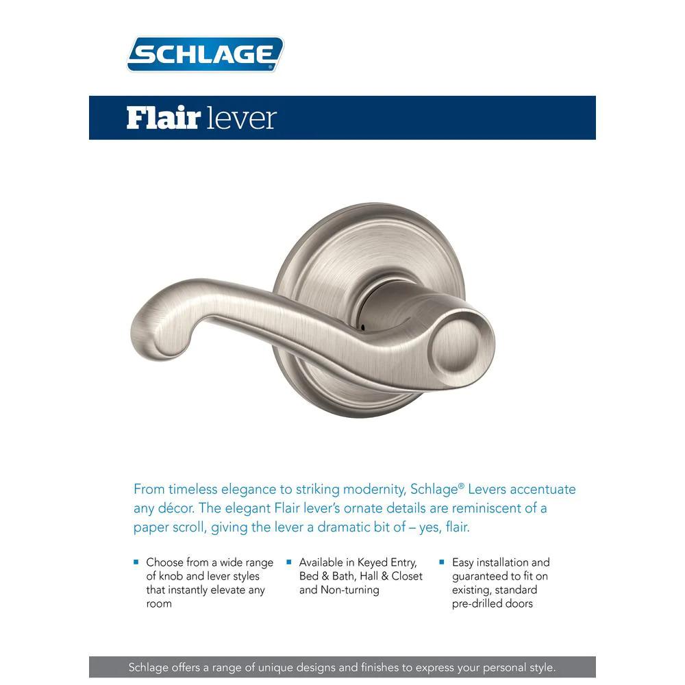 Flair Bright Brass Privacy Bed/Bath Door Lever