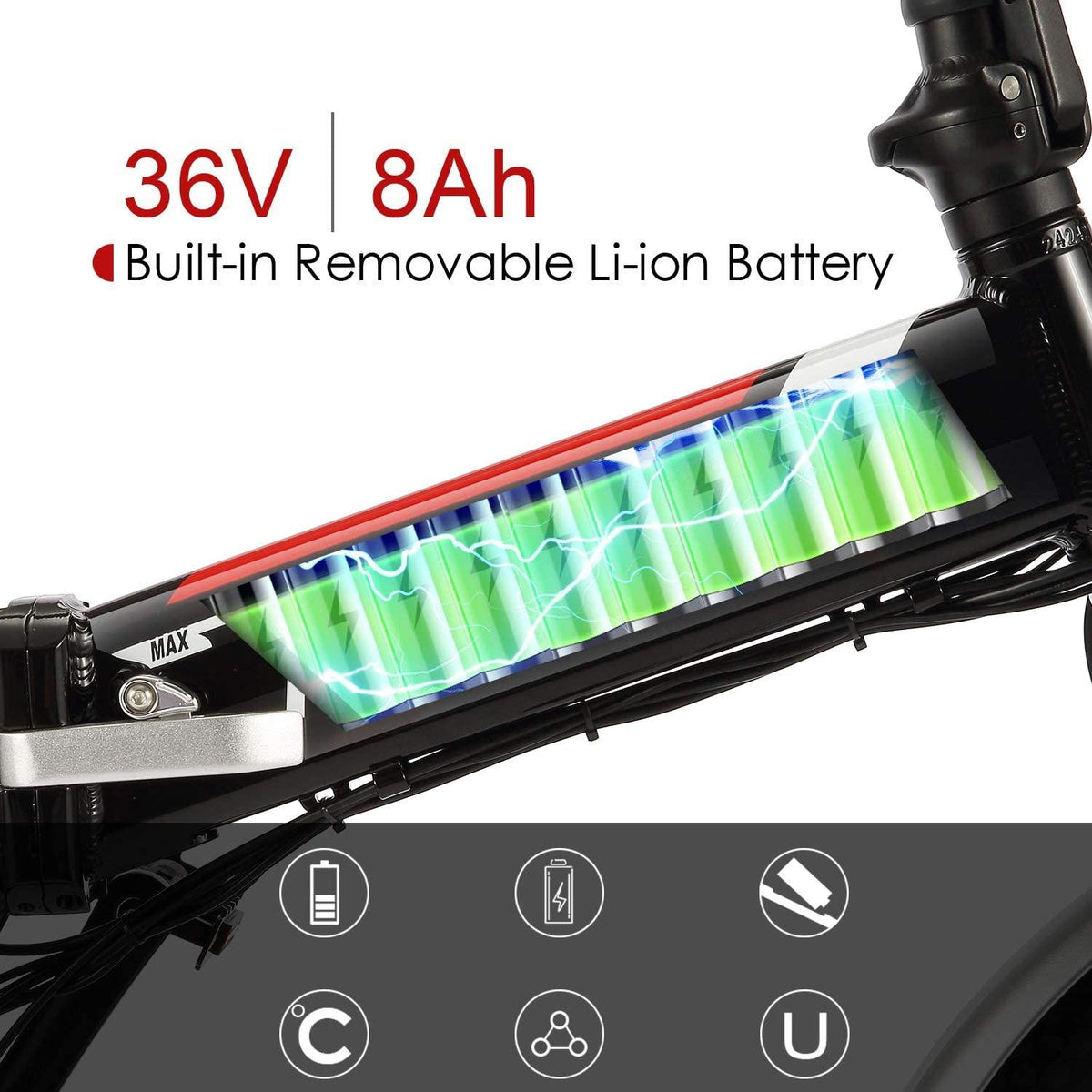 ANCHEER Folding Electric Bike Ebike, 20 Inch Electric Bicycle with 36V 8Ah Removable Lithium-Ion Battery, Ebike with 250W Motor and 7 Speed Gears